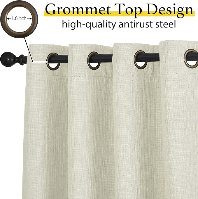 NICETOWN 30 Inch Length Curtain Valances, 2 Panels Blackout Thermal Insulating Small Half Curtain Tiers for Kitchen with Top Grommet, Window Covering for Bathroom (Natural, 34 x 30 Inch Length)