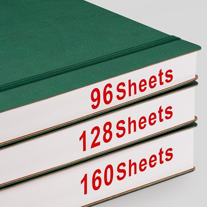 AHGXG Dotted Journal - Large A4 Notebook Dotted, 8.5''×11'', 320 Pages Dot Grid Notebook, 100gsm Thick Paper, Leather Softcover, with Journal Stencils, Inner Pocket, Dark Green