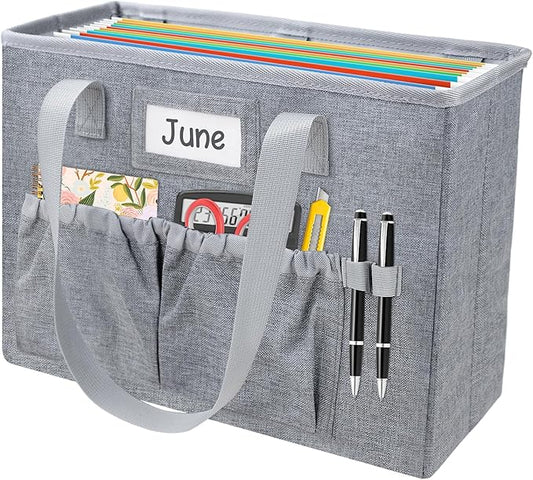 abcxgood Desktop File Organizer Box,Collapsible Hanging Filing Box,Home Office Document Storage Organizer with Front Pocket and Handles, Letter Size Folder.