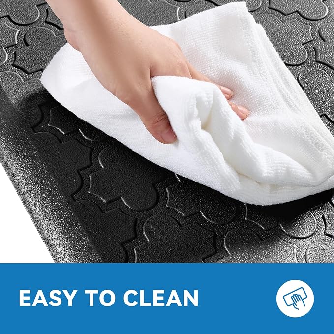 Kitchen Mat Cushioned Anti Fatigue for Floor, Non-Slip Waterproof Comfort Rug for Kitchen Sink, Standing Desk & Laundry, 20"x60", Black