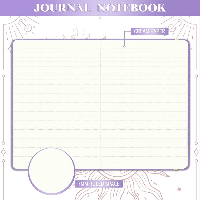Artfan Ruled Notebook/Journal – Premium Thick Paper Faux Leather Classic Writing Notebook with Pocket + Page Dividers Gifts, Banded, Large, 144 Pages, Hard Cover, Lined (5.8 x 8.4) - Purple