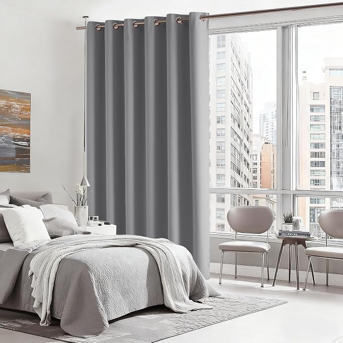 RYB HOME Blackout Thermal Insulated Curtains, Portable Curtain for Sliding Glass Door/Storage/Space Room Divider, Large Window Treatment Room Divider Panel, W80 x L84, Silver Grey, 1 Panel