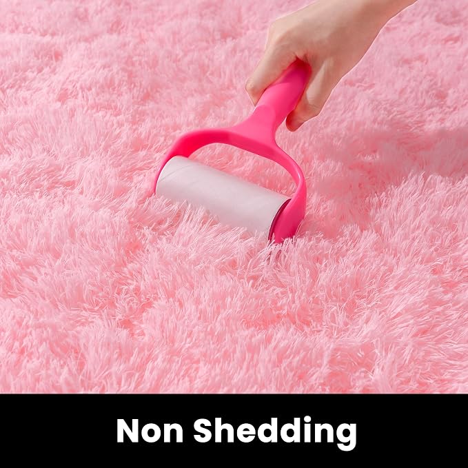 Awaytail 2x3 Fluffy Pink Area Rug - Soft Cute Shag Fuzzy Rug for Bedroom - Anti-Skid Living Room Girls Rug Pink Home Decor