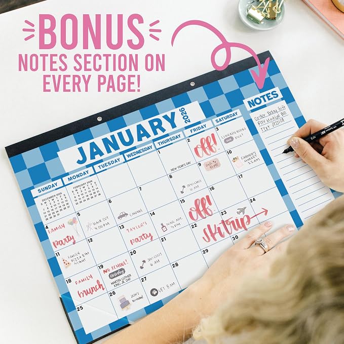 Hadley Designs Large Teacher Desk Calendar 2026-2027 - Desktop Calendar 2026, 18-Month Desk Calendars for Home, Office & Classroom, Cute Classroom Must Haves, Back to School Teacher Gifts