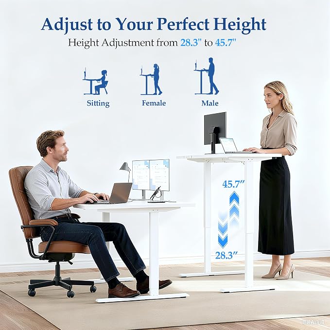 Klicelor L Shaped Standing Desk 55 x 31.5 Inch, Electric Height Adjustable Corner Desk for Home Office Workstation, Ergonomic Sit Stand Computer Table with Memory Controller, White