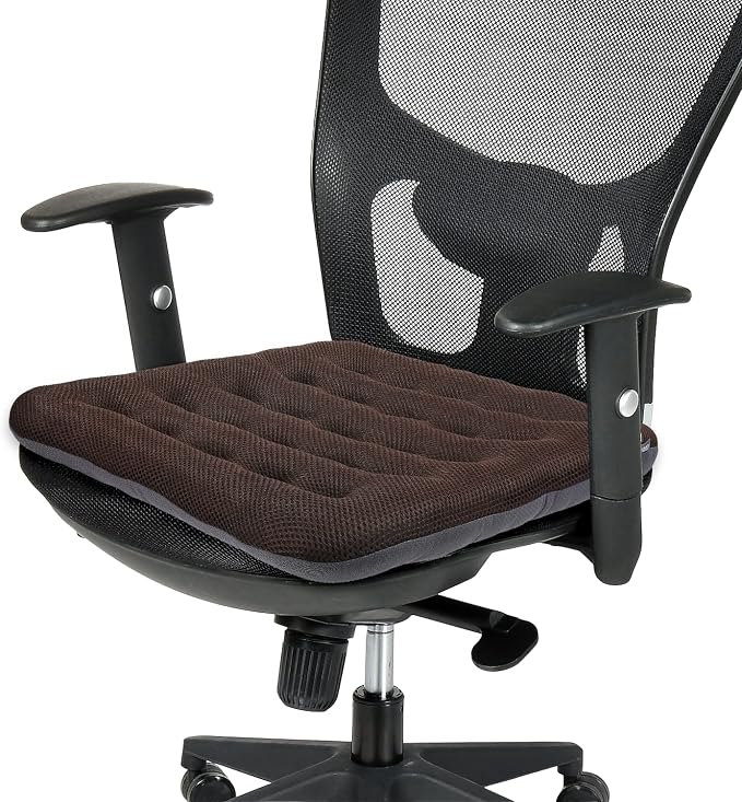 SINOSSO Excellent Support Effect Office Chair Cushion 1 Pack, Luxury Air Mesh Breathable Non-Slip Desk Computer Seat Cushion, Kitchen Dining Room Square Chair Pad (1 Count, Brown)