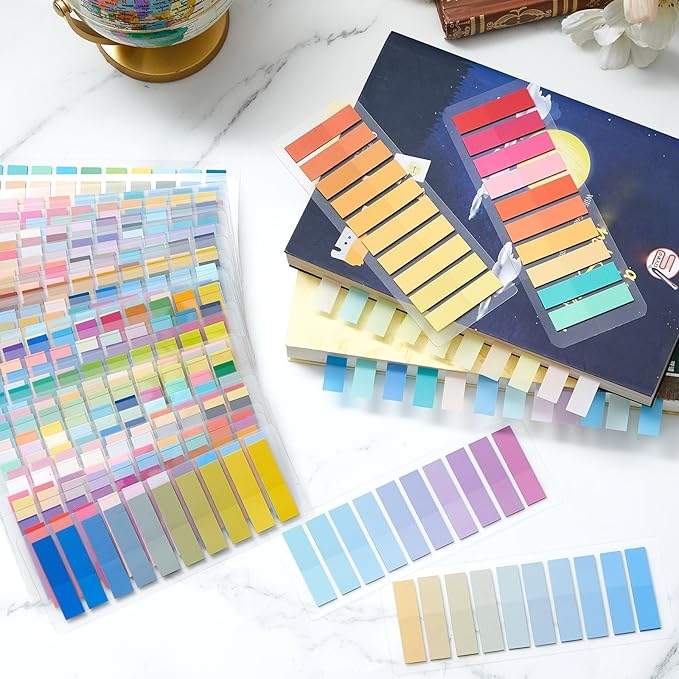 ReliThick 8000 Pcs Annotation tabs Sticky Tabs for Books Transparent Sticky Notes 40 Multicolor Writable Page Markers Book Flags Strip for Annotating Reading Supplies Bookish Gift