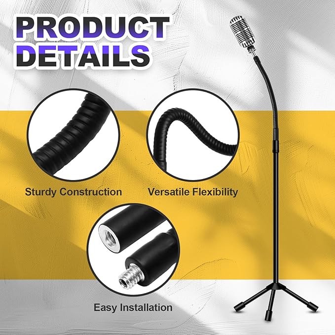 12" Gooseneck Tube Extension Holder,1/4"-20 Female to Male Thread Metal Universal Hose Flexible Arm for Phone Action Camera Microphone(2 PCS)