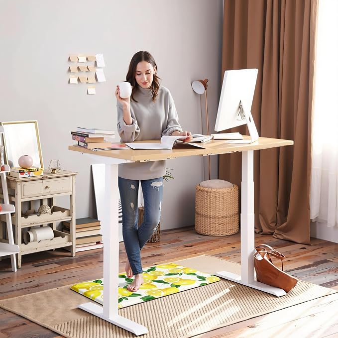 Lemon Kitchen Decor Kitchen Mat, Cushioned Anti Fatigue, Non-Slip | Bright Lemon Pattern,Yellow docor,Cushioned Comfort,Non-Slip Backing,Waterproof Surface,Easy Clean,Kitchen Sink,Laundry