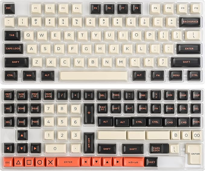 Guffercty kred 150 Keys ASA Keycap PBT Double-Shot Custom Keycaps Set with 6.25u and Split Spacebar for ANSI & ISO Layout MX Switches Mechanical Keyboard (ASA-Carbon)