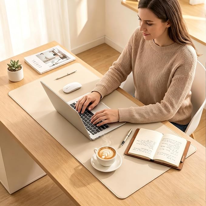 Professional Large Mouse Pad & Computer Game Mouse Mat (14x42in, Off-White)