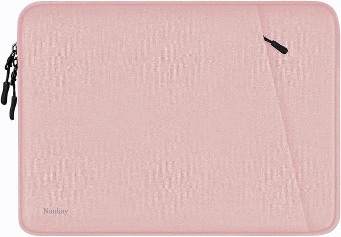 Laptop Sleeve Case, Shockproof Protective Computer Sleeve Cover with Accessories Pocket, Water Resistant Traveling Carrying Laptop Bag Compatible for 15.6 inch MacBook Dell HP Acer Lenovo, Pink