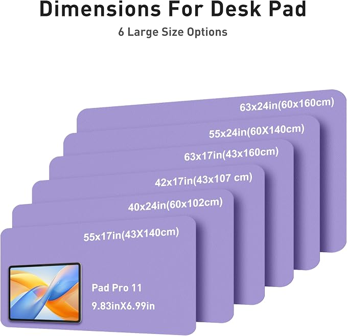 Aothia Faux Leather Desk Mat – Large Desk Pad & Mouse Pad, Smooth Writing Surface, Waterproof Desk Protector, Suede Back, Office & Home (Light Purple, 42" x 17")