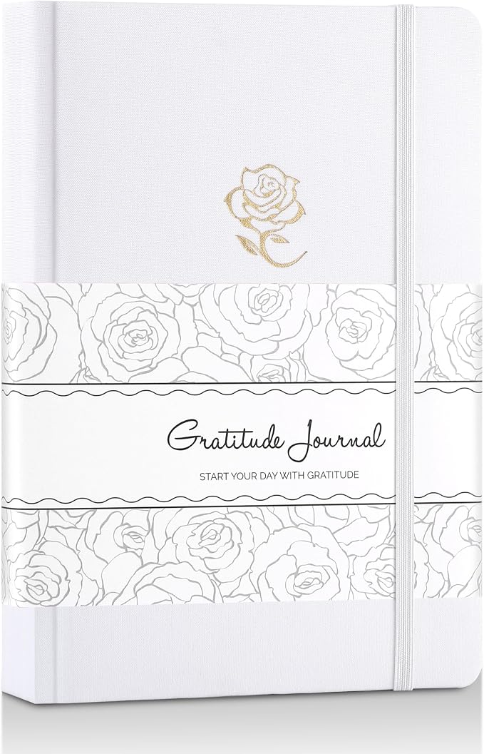 Yoment Gratitude Journal for Women Self Care Journal for More Happiness with Prompts for Mindfulness, Mental Health, Productivity & Self Care, 5 Minute Reflection for Positivity and Gratitude, White