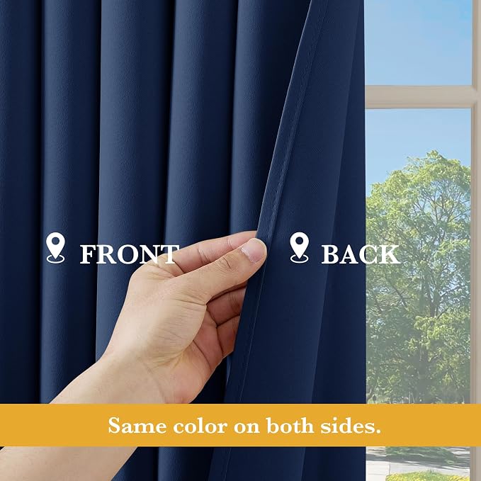 RYB HOME Blackout Thermal Insulated Curtains, Portable Curtain for Sliding Glass Door/Storage/Space Room Divider, Large Window Treatment Room Divider Panel, W80 x L84, Navy Blue, 1 Panel