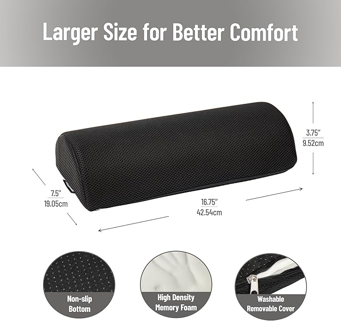 Mind Reader Foot Rest, Foot Stool, Under Desk at Work, Ergonomic, Adjustable, Office, Foam, 7.5" L x 16.75" W x 3.75" H, Black