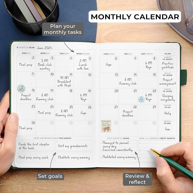 Clever Fox Self Mastery Journal – Guided Daily Reflection & Self Improvement Journal with Prompts – Journaling Notebook for Women & Men (Forest Green)