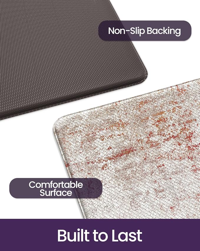 DEXI Kitchen Mats Cushioned Anti Fatigue, 23x59 Floor Padded Runner Rug Non Slip, Waterproof Standing Comfort Memory Foam for Front Sink Laundry, Red