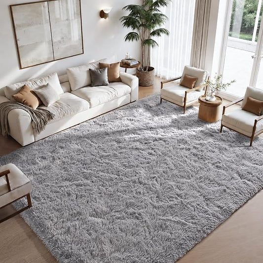 Zentavio Area Rugs for Living Room Grey Rugs for Bedroom Large 5x8 Carpet Fluffy Furry Soft Shag Aesthetic Plush High Pile Gray Throw Rug for Nursery Kids Room Dorm