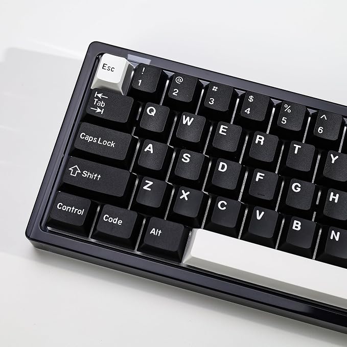 WOB PBT Double Shot Custom Keycap Set,174 Keys Black and White Gaming Key Caps Cherry Profile Keycaps for 61/64/68/84/87/100/104/108 Mechanical Keyboard