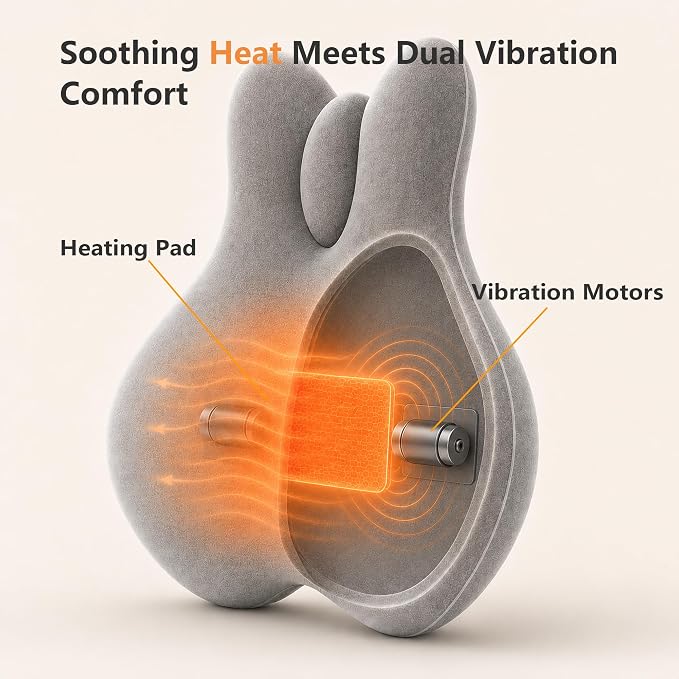 Lumbar Support Pillow with Heat and Vibration Massage for Lower Back Pain Relief & Comfort, Ergonomic Memory Foam Back Cushion with Adjustable Strap for Office Chair, Car Seat and Sofa, Grey