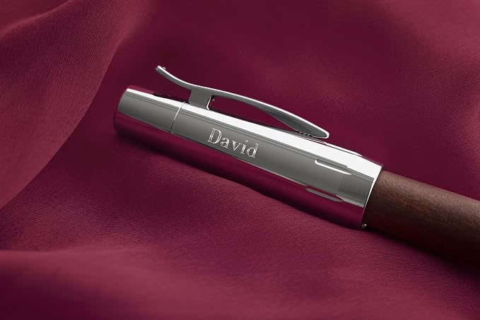 Faber-Castell e-motion Fountain Pen, Wood and Chrome Dark Brown - Broad
