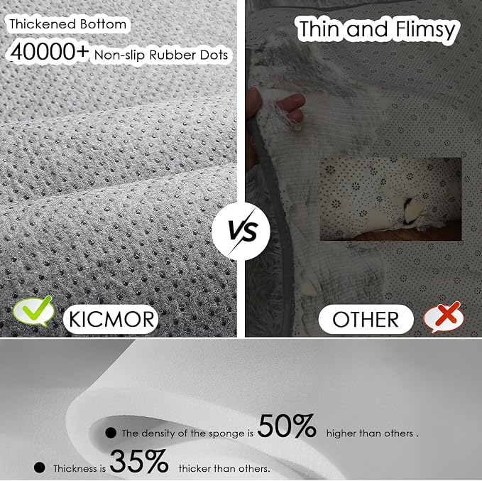 KICMOR 5x7 Rug for Living Room Bedroom, Fluffy Black and White Area Rug Fuzzy Shaggy Floor Carpets, Big Large Soft Plush Checkered Rugs for Kids Girls Boys Room Dorm Nursery, Home Decor Aesthetic