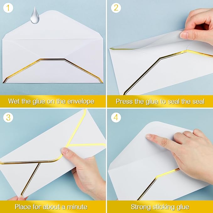 J6&H6 Gold Thread Stationary Paper and Envelopes Set Including 12 Standard Sized Phnom Penh Envelopes and 24 Sheets of Lined Paper Suitable for Daily Emotional Expression Formal Communication(White)