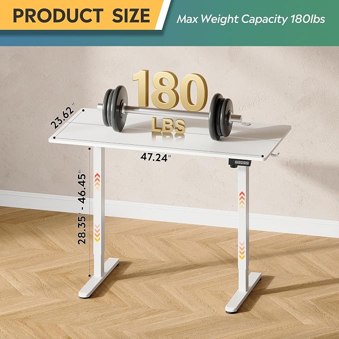 DEVAISE 48 Inch Standing Desk with Split Top, Ergonomic Computer Desk, White