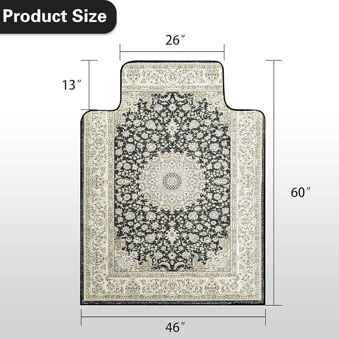 46" X 60" Office Chair Mat for Hardwood and Tile Floors, Under Desk Chair Mat for Carpet Protector Rolling Computer Chairs, Machine Washable Non-Slip Area Rug, Black