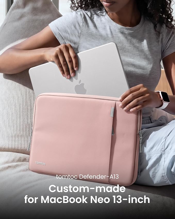 tomtoc 360° Protective Laptop Sleeve Designed for 13-inch New MacBook Neo A3404 (2026) A18 Pro Chip, Water-Resistant Shockproof Computer Case Bag Fits 12-13 Inch Surface Pro Copilot+ PC