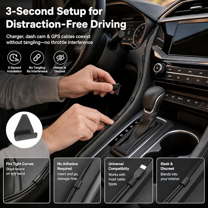 15 Pcs Car Trim Cable Clips, Wire Organizer for Vehicle Interior, No Adhesive Reusable Cord Holder for Phone Chargers, Dash Cams & More, Easy Installation
