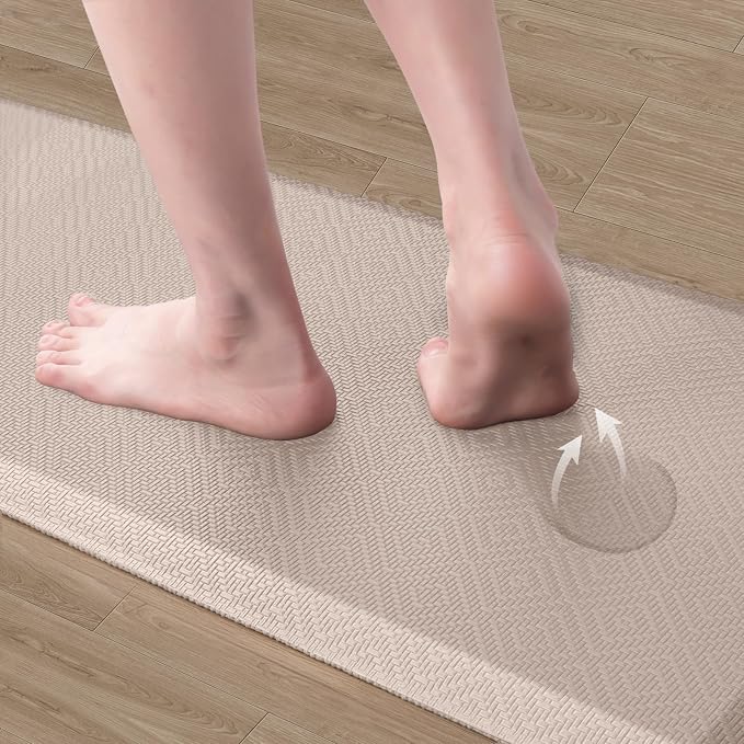 Mattitude Kitchen Mat Cushioned Anti-Fatigue Floor Mat Water Resistant Non-Slip Mats and Rugs Standing and Comfort Desk Mats for House Sink Office Laundry (Beige, 17.3"x39")