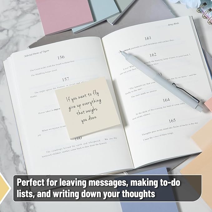 Mr. Pen- Sticky Notes, 3”x3”, 12 Pads, 600 Sheets, 12 Soft Vintage Color Sticky Notes 3x3 for Journaling, Stocky Notes for Bible Journaling
