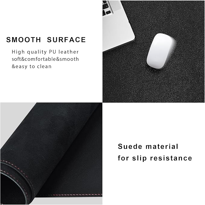 ZORESYN 63" L-Shaped Gaming Desk Mat Mouse pad, Computer Corner Desk Pad, Home Office Writing Desk Pad Protector, Large Waterproof PU Leather Corner Mousepad - Black, (160+157) x50cm