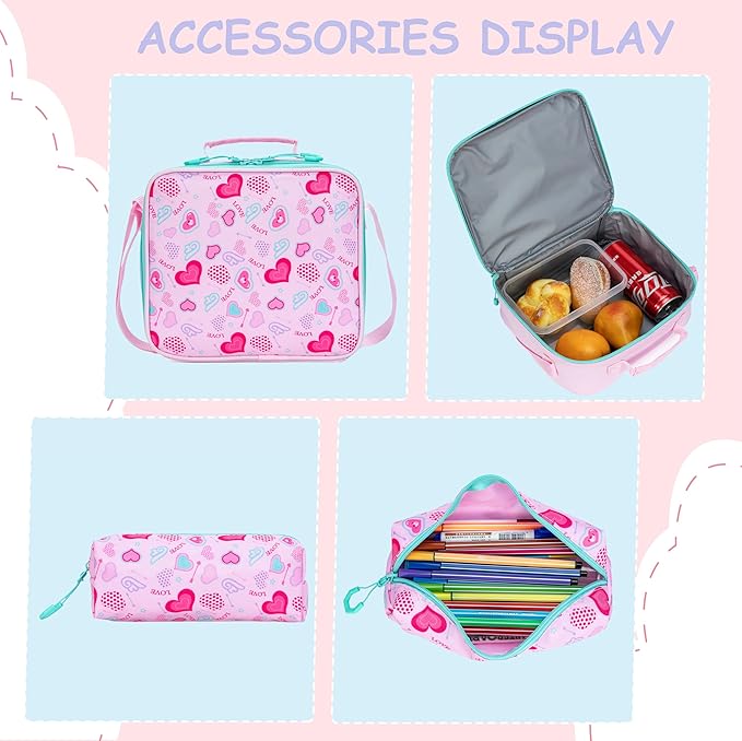 Cute Backpack for Girls Aesthetic Backpack School Backpack for Girls Backpack with Lunch Box Back to School Supplies