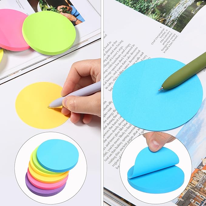 Mr. Pen- Round Sticky Notes, 12 Pads, 720 Sheets, 2.8" x 2.8" Colorful Sticky Notes Bulk (Pack of 2)