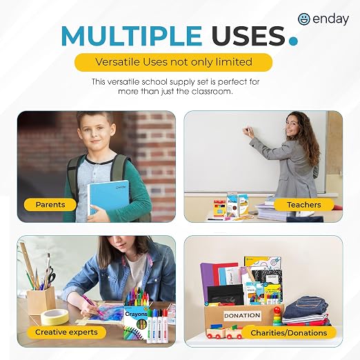 Enday 4th and 5th Grade School Supplies Kit - 79 Piece Back to School Supplies Kit, Premium Quality Kids School Supplies for Girls & Boys, Fourth & Fifth Grade Elementary School Supplies for Kids