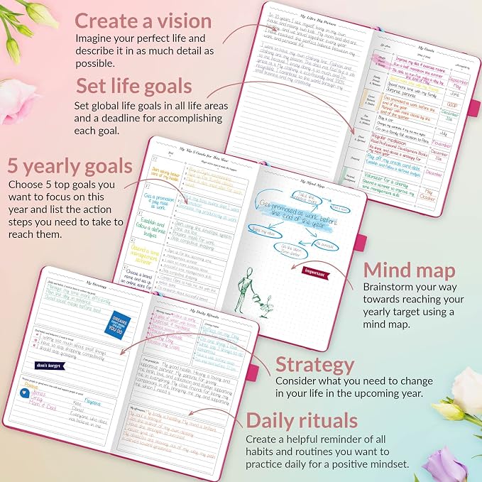 GoGirl Planner and Organizer for Women – A5 Size Weekly Planner, Goals Journal & Agenda to Improve Time Management, Productivity & Live Happier. Undated – Start Anytime, Lasts 1 Year – Hot Pink