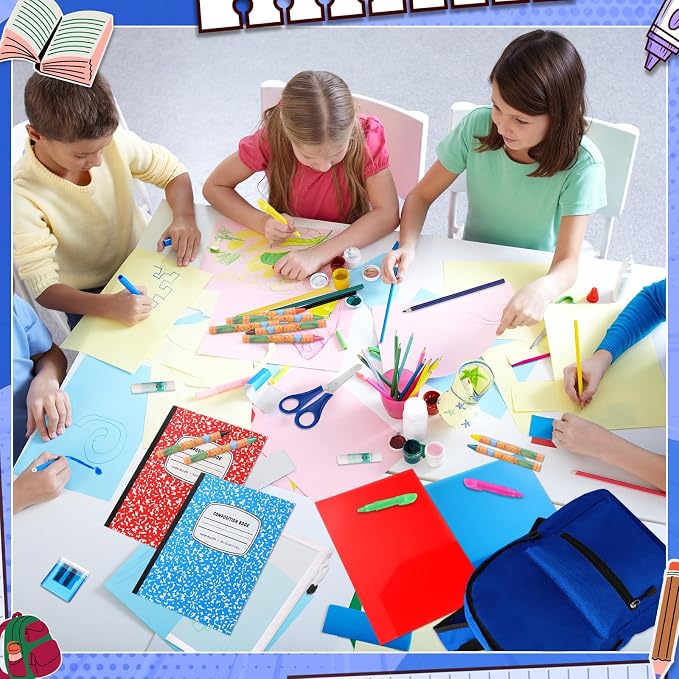 Gilprop 79 Pcs Back to School Supplies Box for Kids K-5 Students Elementary Middle School Supplies Kit Bundle Bulk Essential Pen Notebook Stationery for Primary Student Classroom(Navy Blue)