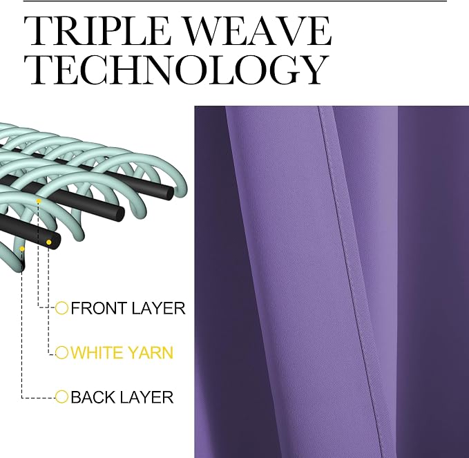 NICETOWN Window Curtains Blackout Drapes, Lilac Purple, 1 Pair, 52 by 84-Inch, Thermal Insulated Solid Rod Pocket Blackout Curtains/Draperies for Living Room
