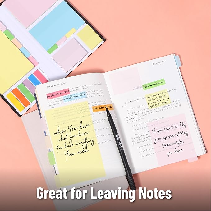 Mr. Pen- Transparent Sticky Notes Set, 380 Pack | Transparent Sticky Notes Tabs with Black Fineliner Pen for Bible Study, Office, School, Planning, Journaling & Organization
