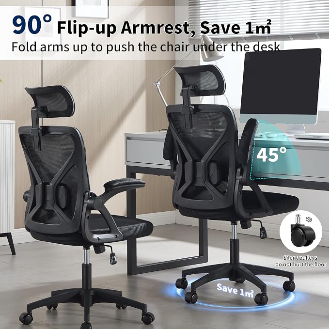400 Lbs Mesh Ergonomic Office Chair, High Back with Lumbar & Headrest for Home Office