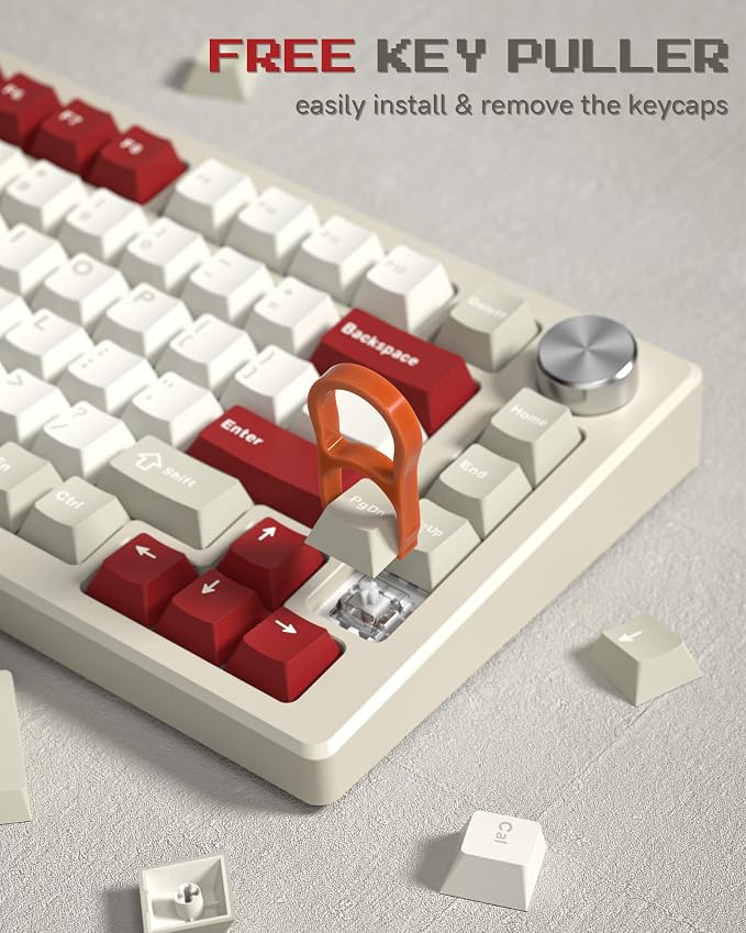 PBT Keycaps Set, Doubleshot 139 Key Caps,Cherry Profile Custom Keycap for 61/64/68/84/87/100/104/108 Mechanical Keyboard, Compatiability for 60 65 75 100 Percent Keyboads (Retro Gray)