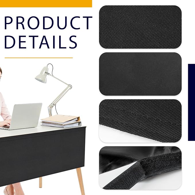 48" Under Desk Privacy Panel Self-Adhesive Modesty Panel 600D Heavy Duty Desk Skirt Privacy Divider for Office Home or Standing Workstation Concealer Shield
