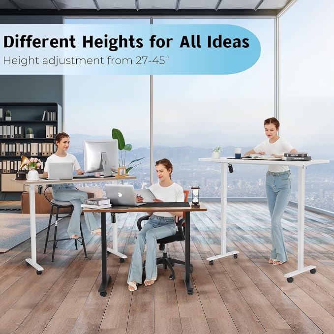 Electric Standing Desk with Power Outlets and USB-C Port, 70 x 27 Inches Adjustable Height Sit Stand Up Desk for Home Office, Adjustable Desk with Memory Preset and Wheels, Black