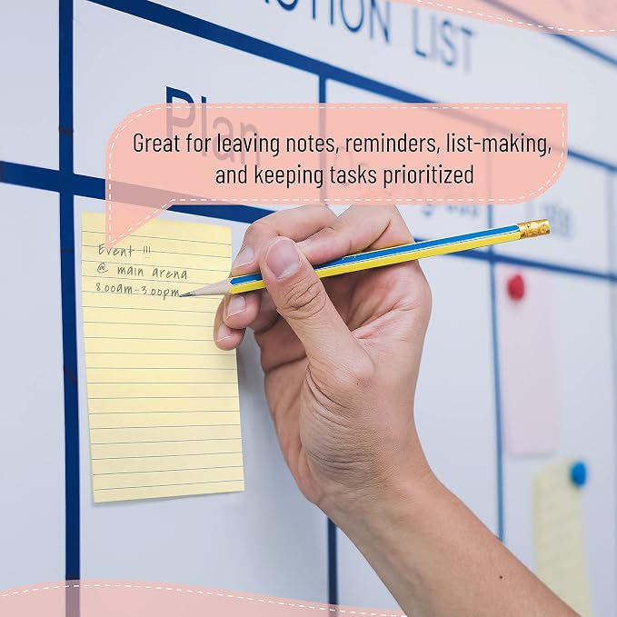 Mr. Pen- Lined Sticky Notes, 4" x 6", 6 Pads, 45 Sheets/Pad, Pastel Color | Sticky Notes with Lines, Ruled Post Stickies, Memo Pads, Self-Stick Note Pad for Office, School, Home, Study & Organization