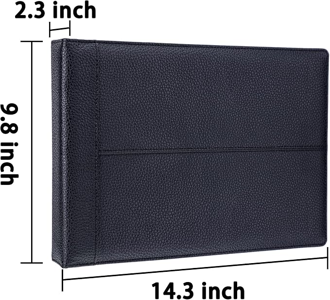 Antner 7 Ring Business Checkbook Binder for Business Checks, 600 Checks Capacity, PU Leather Check Book Binder Cover with Zipper Pouch, Executive Organizer Portfolio Holder for 9x13 Inch Sheets, Black