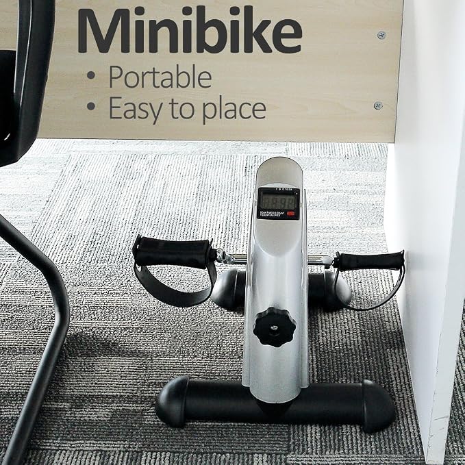 Mini Exercise Bike, himaly Under Desk Bike Pedal Exerciser Portable Foot Cycle Arm & Leg Peddler Machine with LCD Screen Displays