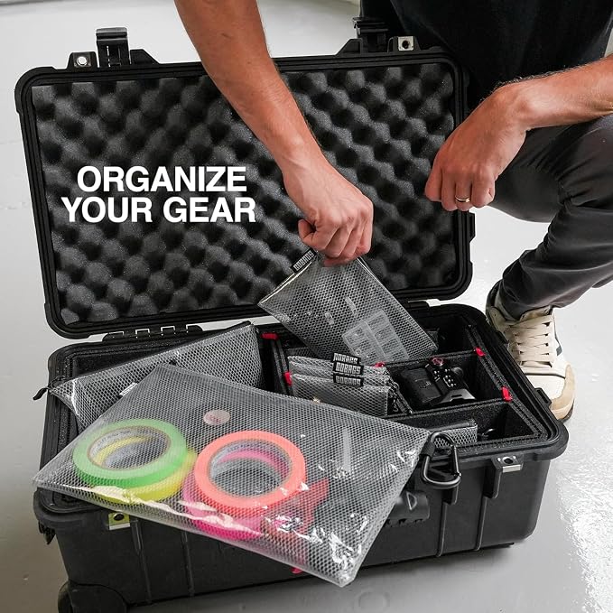 GOBAGS Air Production Medium Clear Zipper Pouch (4‑Pack) – Cable Organizer & Travel Gear Bag for Electronics, Camera Accessories, Tool Pouch & Small Tech Storage